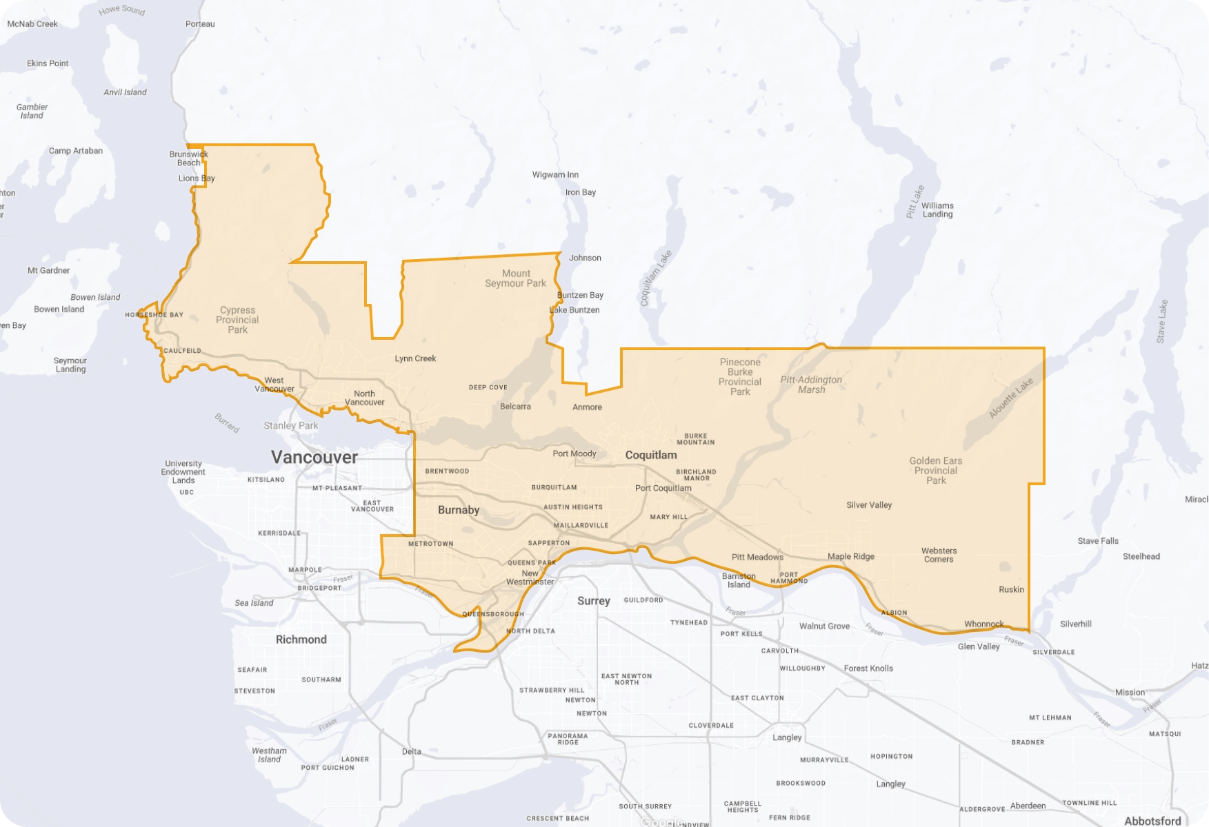 Map of Burnaby (and the East Suburbs)
