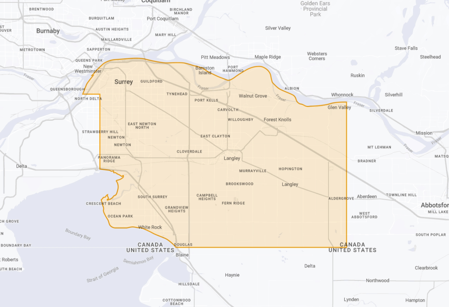 Map of Surrey / Langley